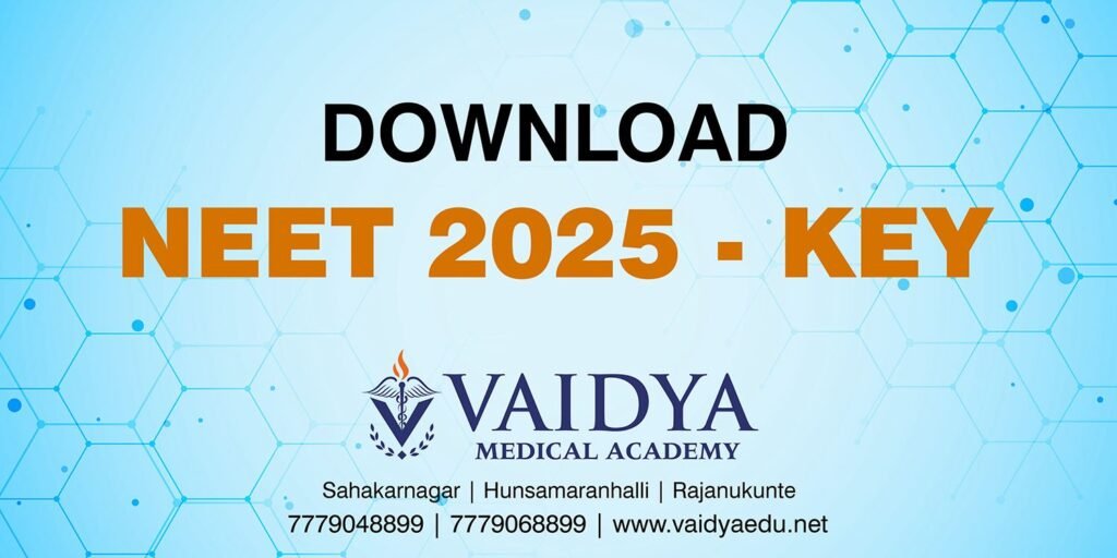 neet 2025 key answers vaidya neet long term coaching centre bangalore